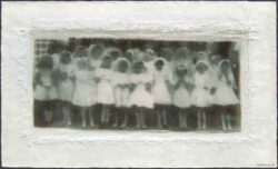 Kim Bruce, Class of 64, 2006 Hand pulled mono prints on chiffon & Rives paper, Encaustic on Board 18"x30" Kim-Bruce_class-of-64
