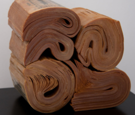 Henigman Bruce - In the Fold, Encaustic medium & gold dust on books, 6.25"h x 6.5"w x 4.25"d Henigman Bruce - In the Fold