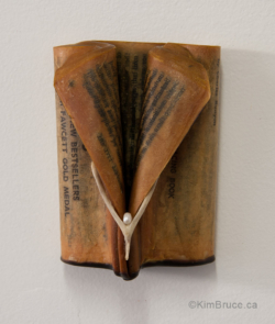 Lapels, Encaustic medium & found objects on a book, 4.25"h x 3.25"w x 2.25"d Henigman Bruce - Lapels
