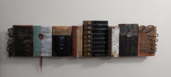 My Library, 8.5x34x3 inches, Encaustic and found objects on books Kim Bruce - My Library
