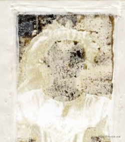 #HenigmanBruce - Twin 2, Hand pulled Print, encaustic, chiffon, 3.5" x 11" Kim-Bruce_twin
