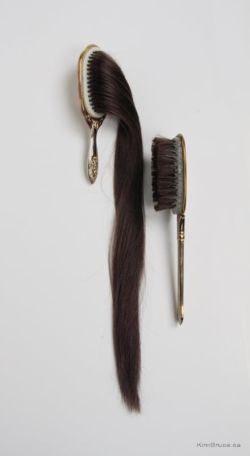 Hair Brush and Brush Cut, Hair on vintage brushes Henigman Bruce - hair-brush-cut