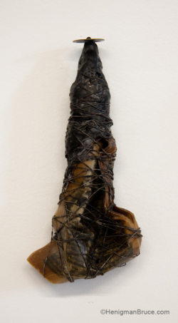 Henigman Bruce - Talisman 9, Encaustic, chiffon, string, metals on a book, 8"h x 3.5"w x 1.5"d Kim Henigman Bruce - Talisman 9