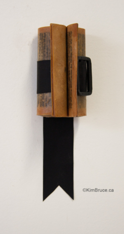 Henigman Bruce - Bookmark, Encaustic medium & found objects on a book, 8.25"h x 2.25"w x 3.25"d overall Henigman Bruce - Bookmark