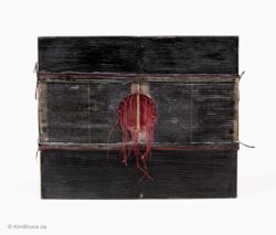 Henigman Bruce - Zen Gon_, Encaustic, needle, thread, string on altered book, 9" x 7" x 1.25" (other side) Sold Henigman Bruce - Zen Gon_