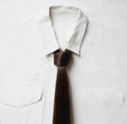 Henigman Bruce - Woman's Work, Encaustic, False Hair on board, 20" x 30" | 22.75" x 32.75" Framed Henigman Bruce - woman's work detail